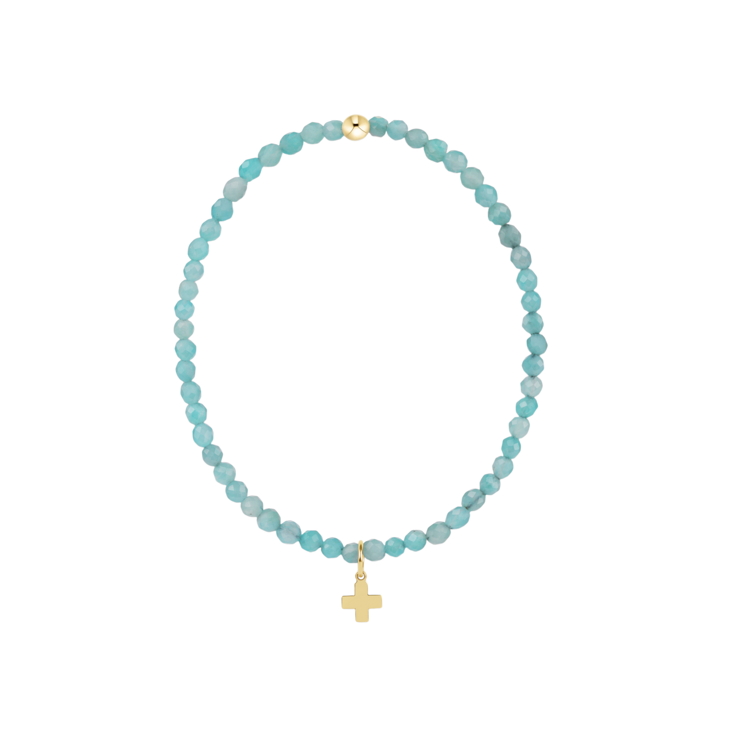 Classic Amazonite 3mm Bracelet - Signature Cross Gold