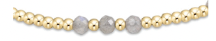 Gemstone Gold Joy Pattern 3mm Bead Bracelet - Labradorite