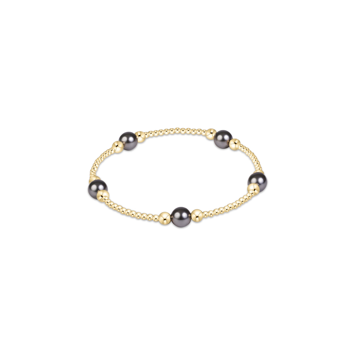 Purpose Pearl Dark Grey 6mm Gold Bracelet