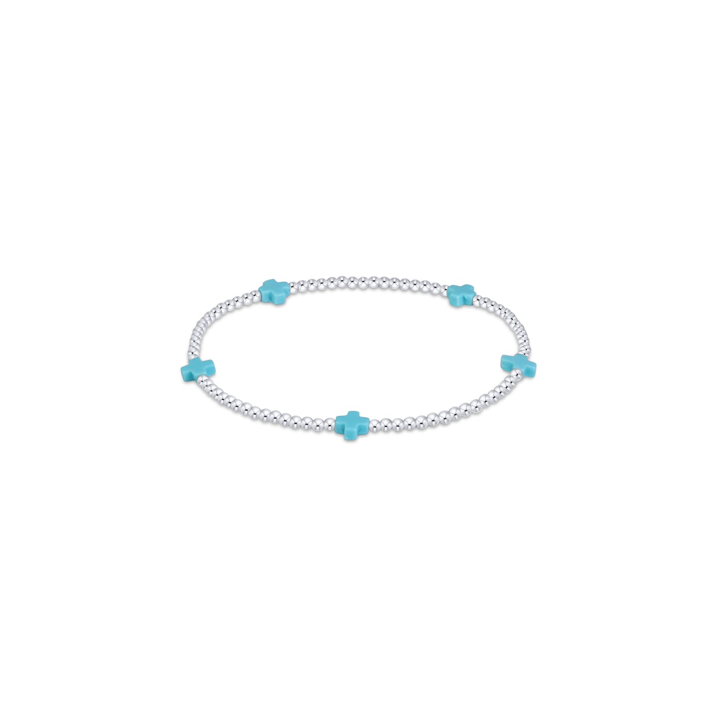 Signature Cross Small 2mm Sterling Bracelet - Turquoise