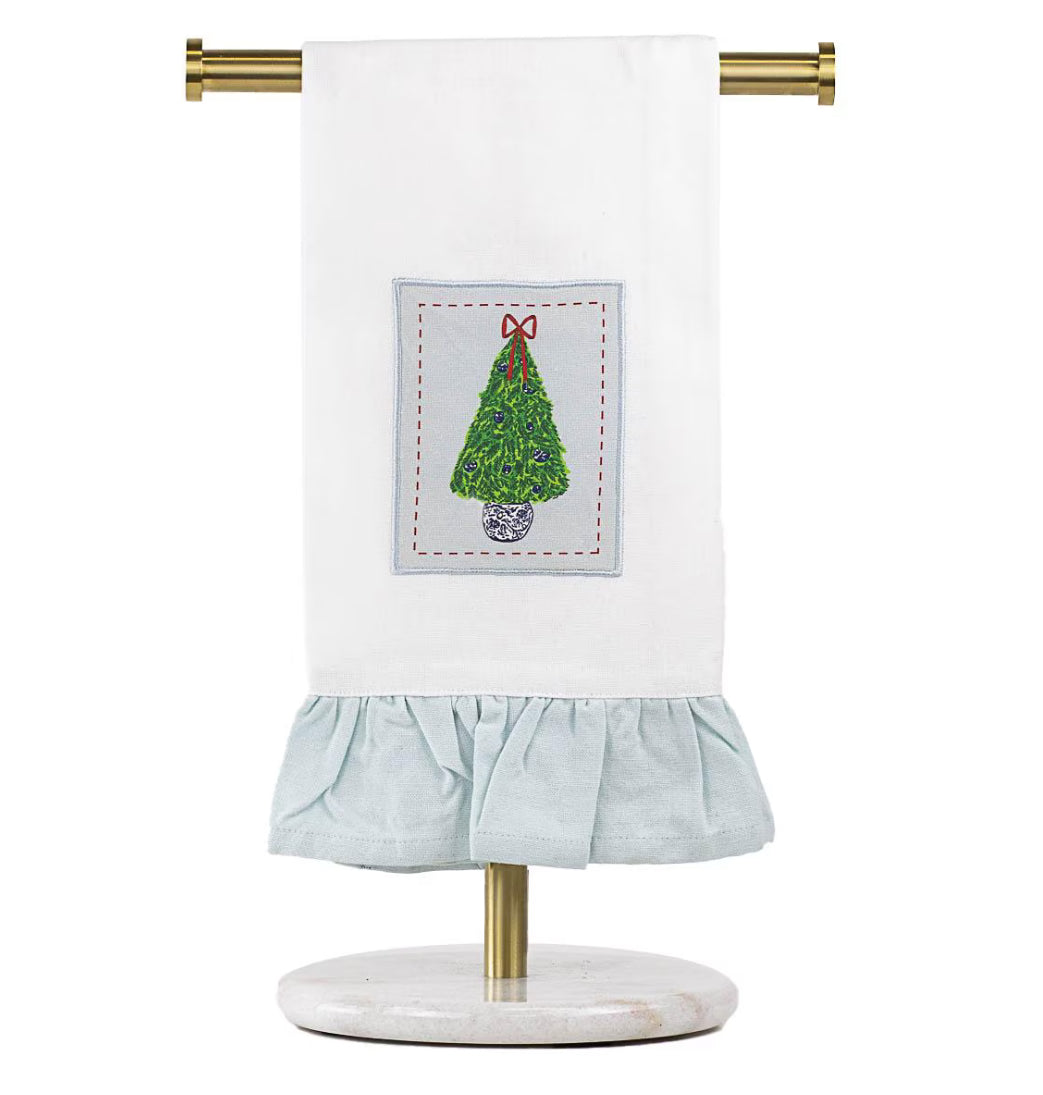 Christmas Topiary Ruffle Hand Towel