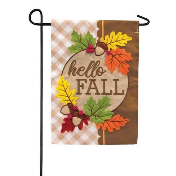 Hello Fall Leaves Garden Flag