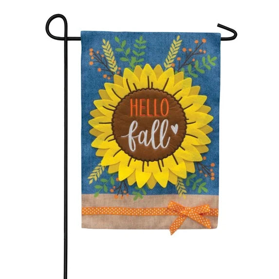 Hellos Fall Sunflower Garden Flag