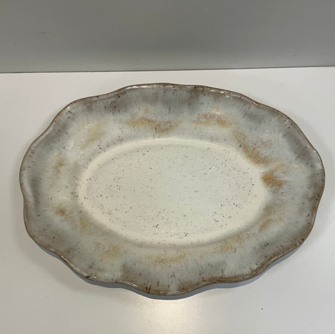 Ruffled Oval Platter-Dogwood