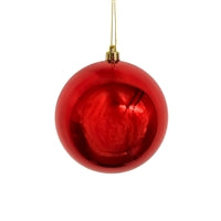 Plastic Shiny Finish Ball Orn. 4'' - Red