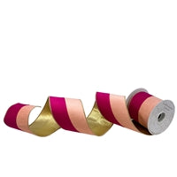 Pink And Lt Pink Dupion With Gold Back 4”X10YD Ribbon