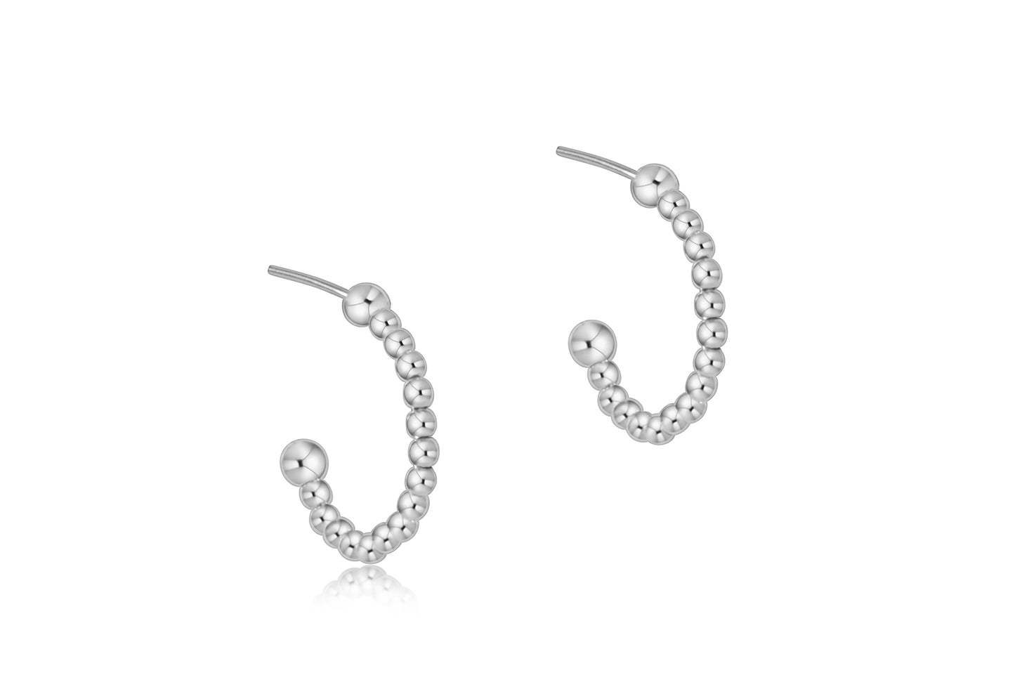 Beaded Classic 1" Post Hoop - 2 mm Sterling Bead