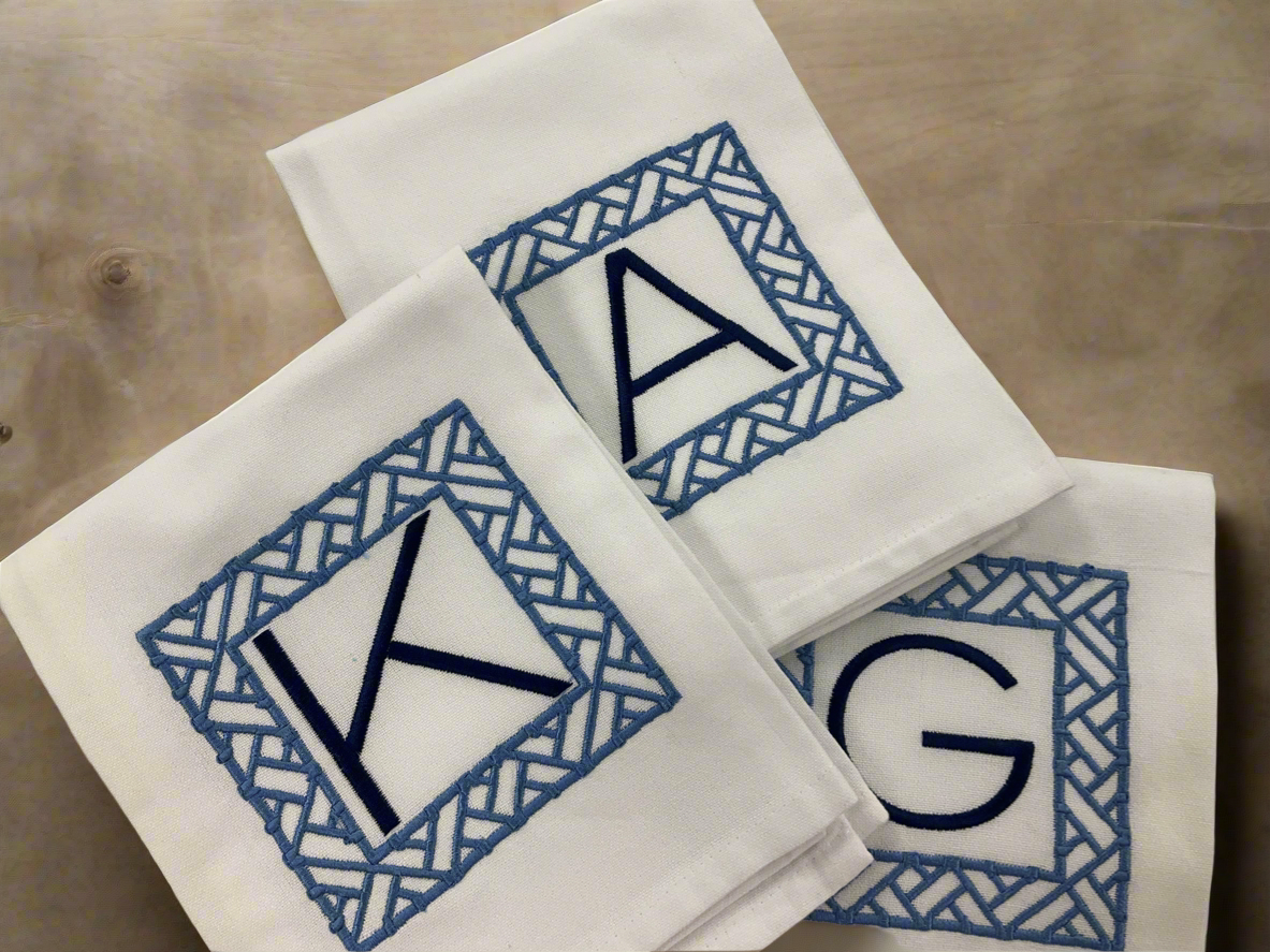 Bamboo Frame Initial Tea Towel