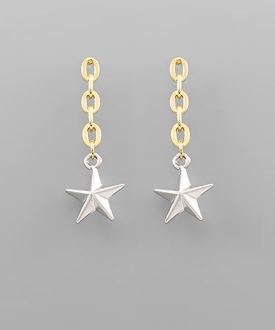 Chain link Star Drop Earring - Gold/Silver