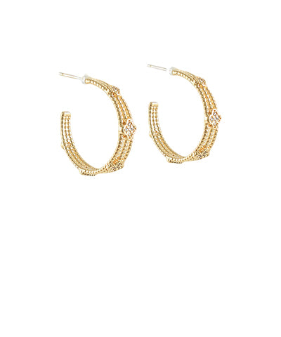 CZ Station 3 Layered Hoops - Gold