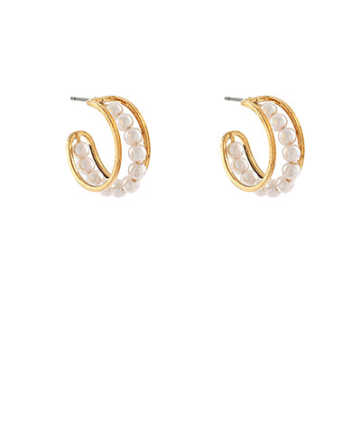 Gold Multi Pearl Hoop