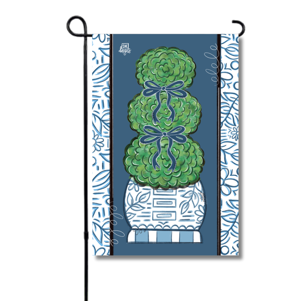 Blue & White Topiary Garden Glam Flag