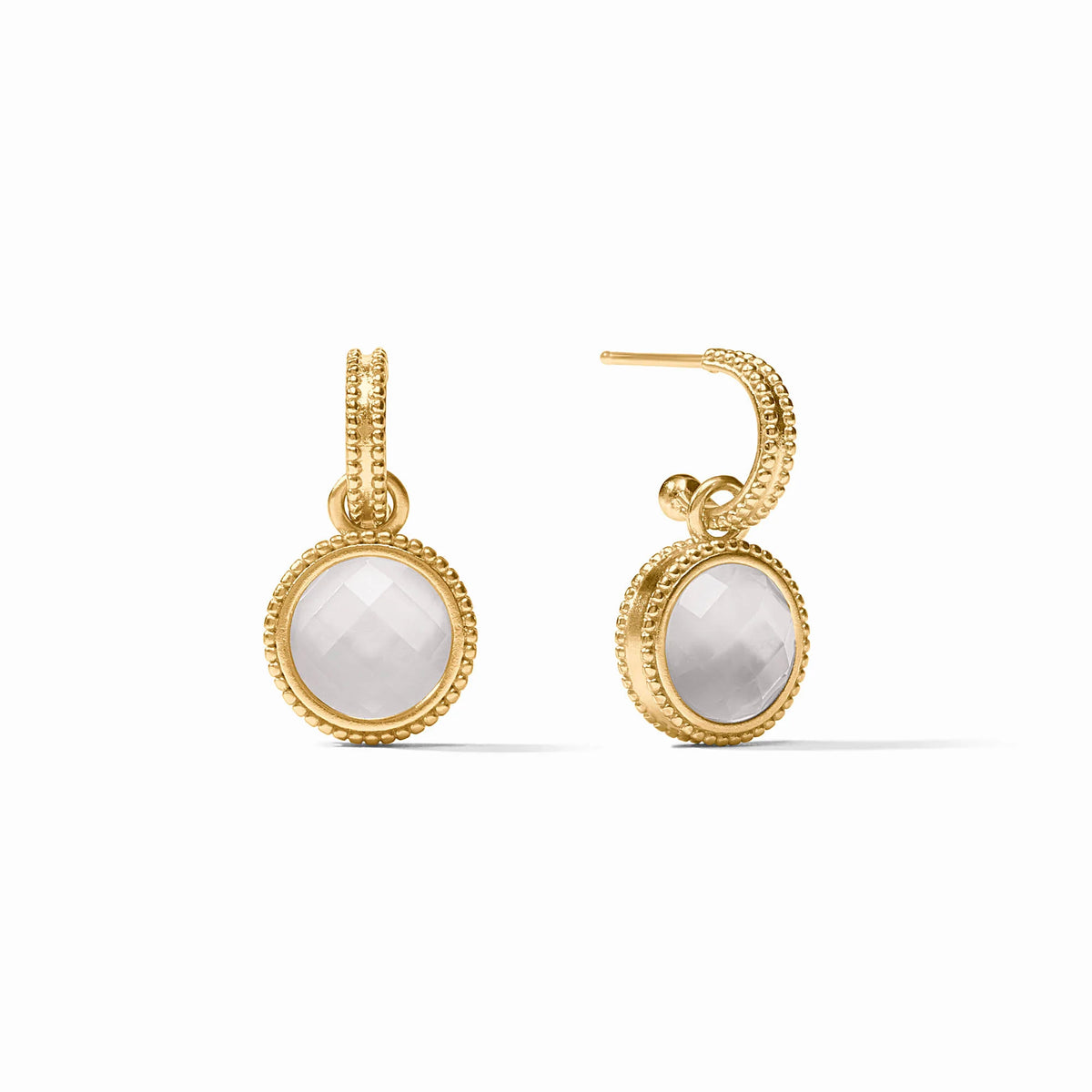 Fleur-de-Lis Hoop & Charm Earring - Mother of Pearl