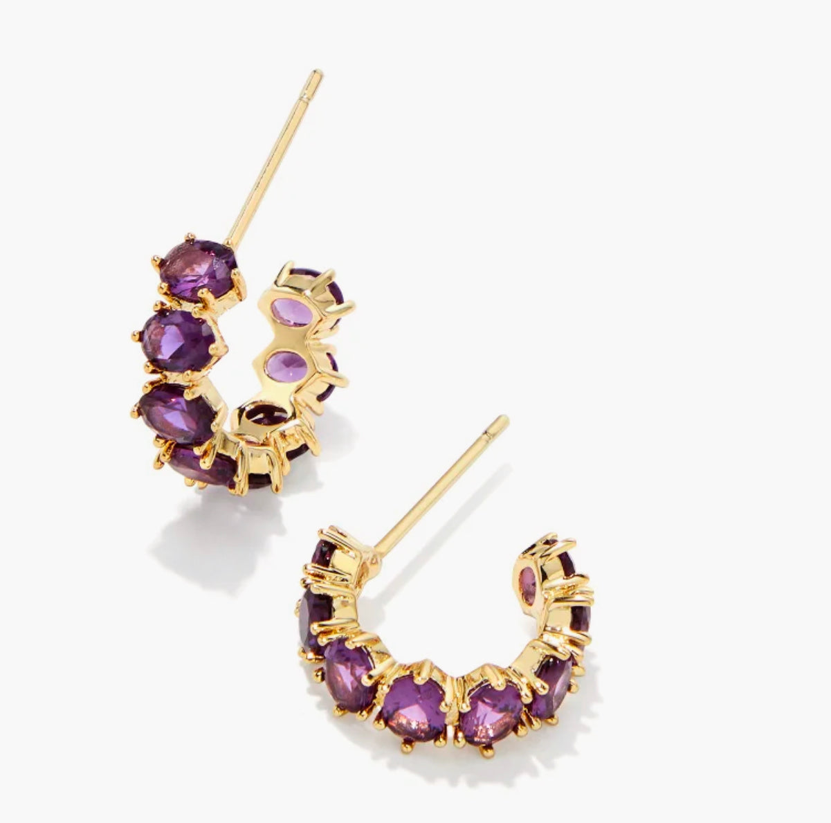 Cailin Crystal Huggie Hoop - Purple Crystal