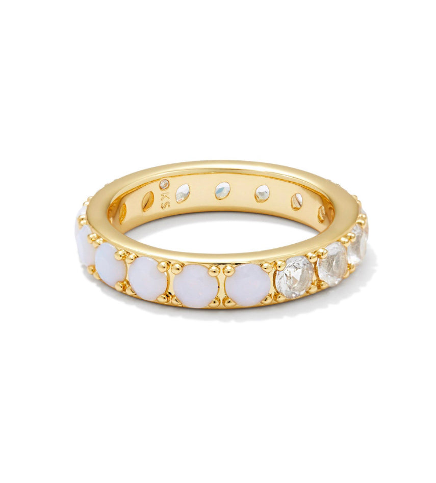 Chandler Band Ring - Gold White Opal