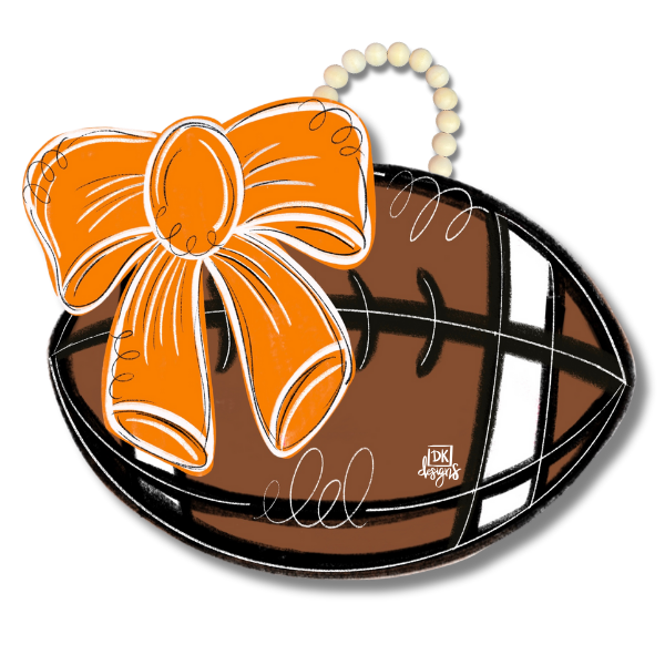Football with Orange & White Bow Door Hanger