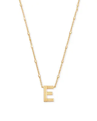 Letter E Gold Pendant Necklace