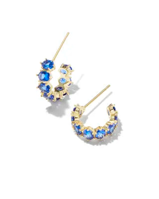 Cailin Huggie Earring Gold Blue Crystal