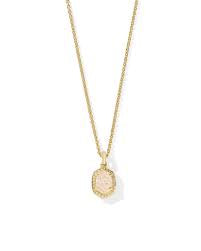 Daphne Framed Necklace Gold Iridescent Drusy