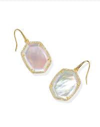 Daphne Pave Frame Drop Earring Gold Iridescent Ivory Illusion