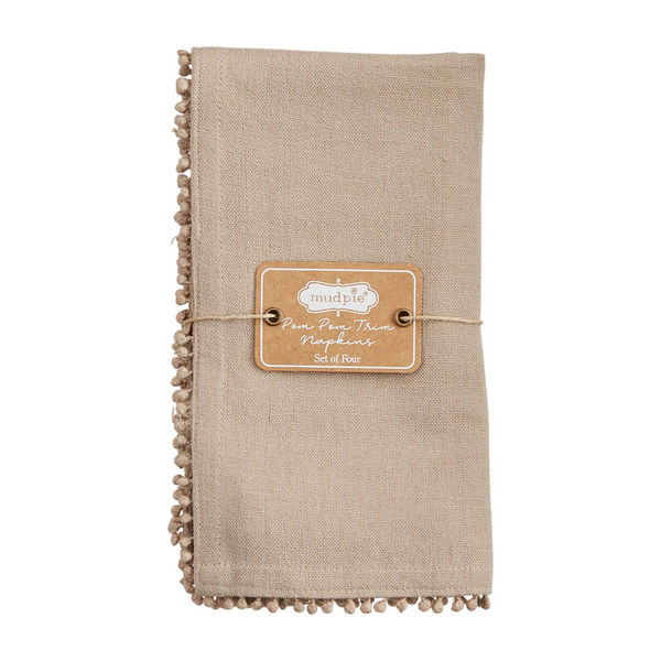 Khaki Cotton Pom Napkins