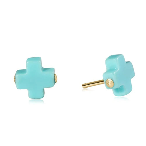 Signature Cross Stud-Turquoise