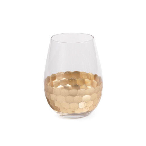 Fez Cut Stemless Wine Gold Leaf