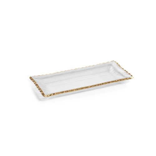Rect Tray Jagged Gold Rim-14.5"