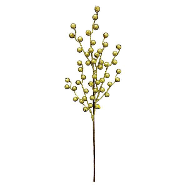 Gold Glittered Berry Stem, 21"