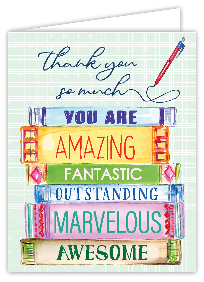Thank You So Much Book Stack Greeting Card