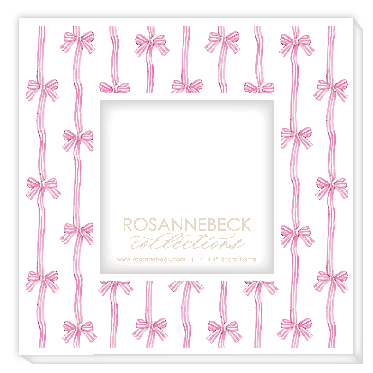 Light Pink Stripe Bows Frame 4 X 4