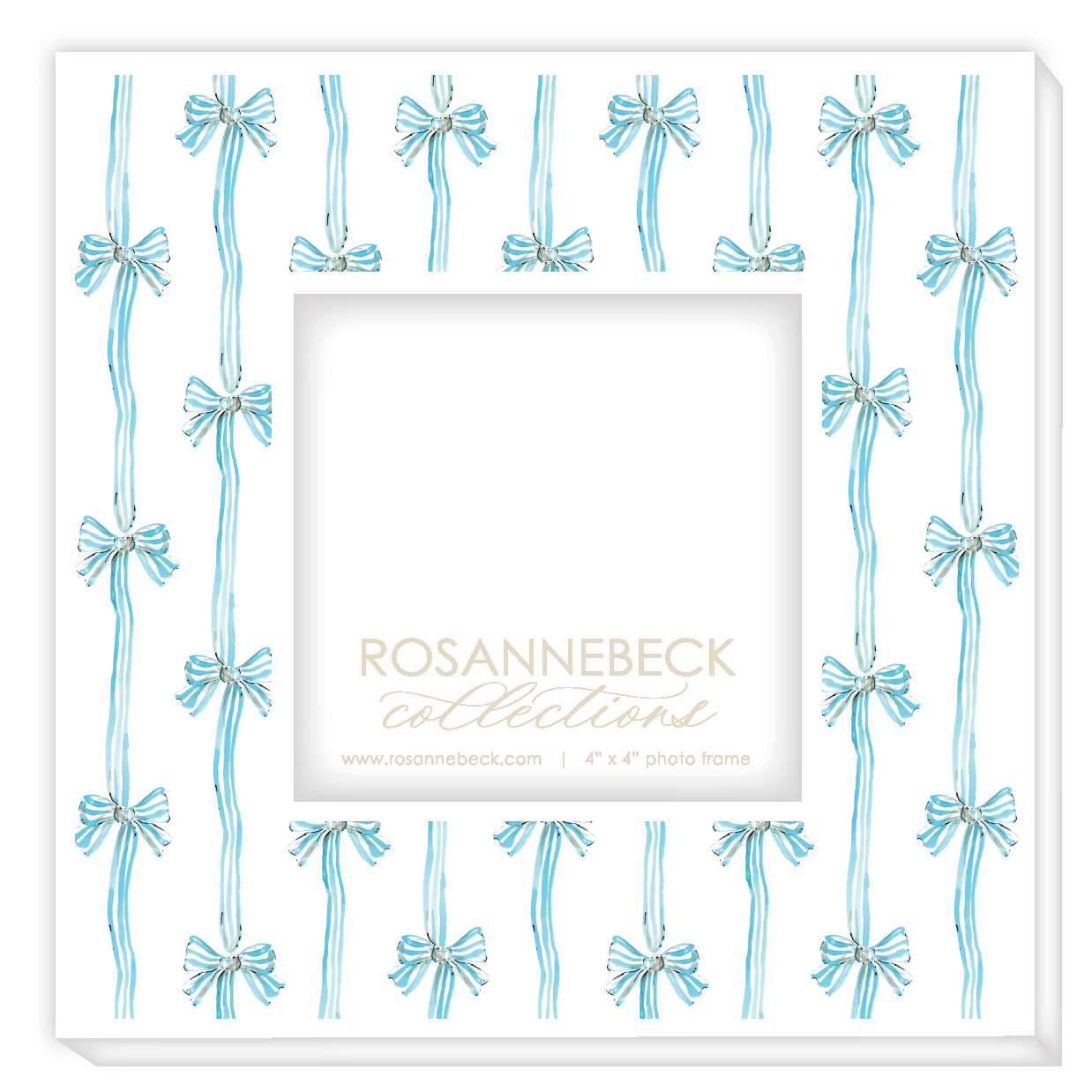 Light Blue Stripe Bows Frame 4 X 4