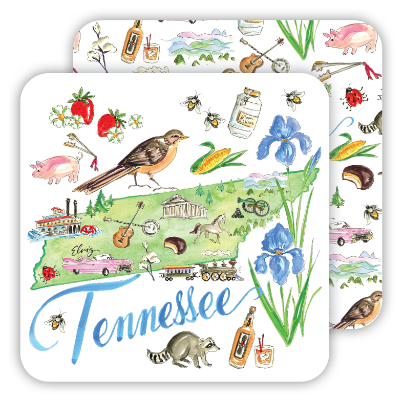 Square Coaster - Tennessee Handpainted Icons