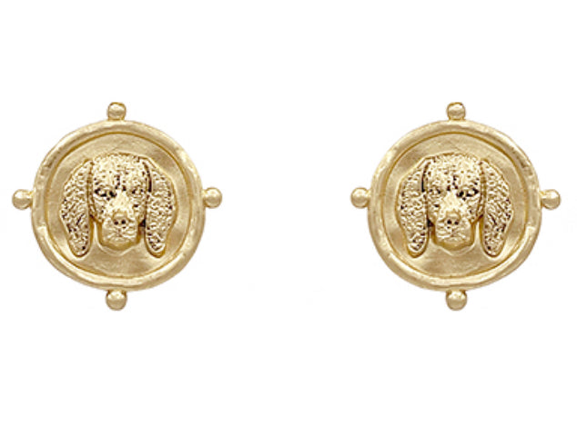 Hound Dog Face Hammered Earrings