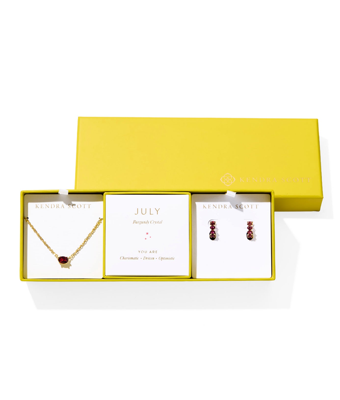 CAILIN BIRTHSTONE GIFT SET GOLD BURGUNDY CRYSTAL - JULY