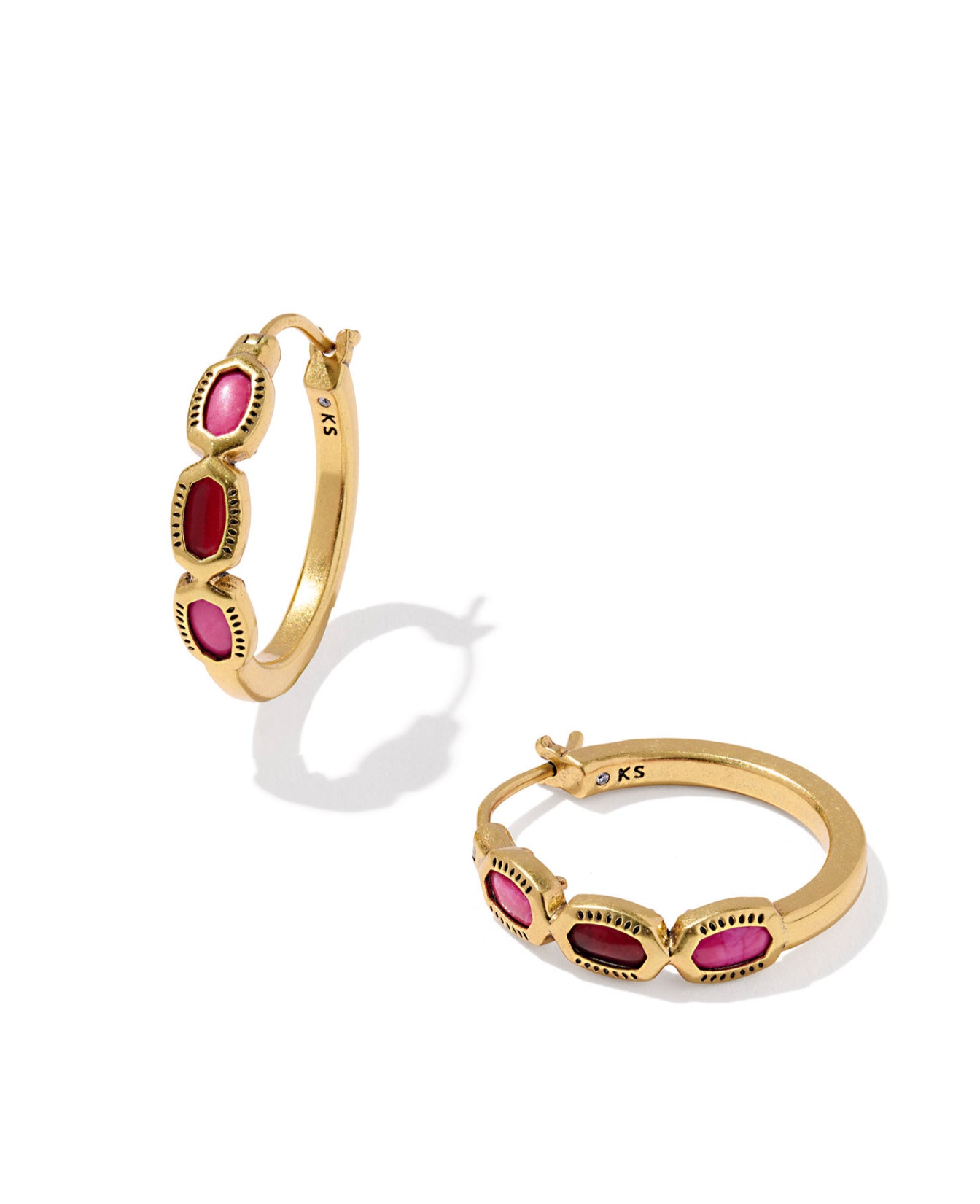 MINI ELISA HOOP EARRINGS VINTAGE GOLD PINK MIX