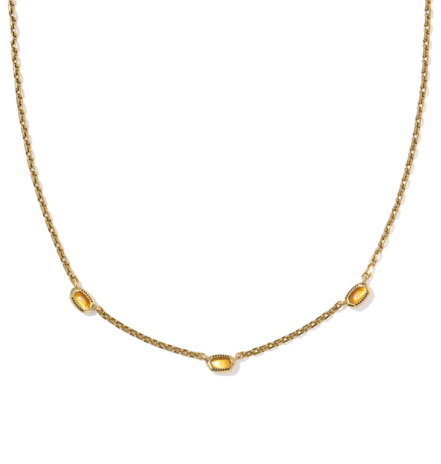 MINI ELISA THREE STONE STRAND NECKLACE VINTAGE GOLD MARBLED AMBER ILLUSION