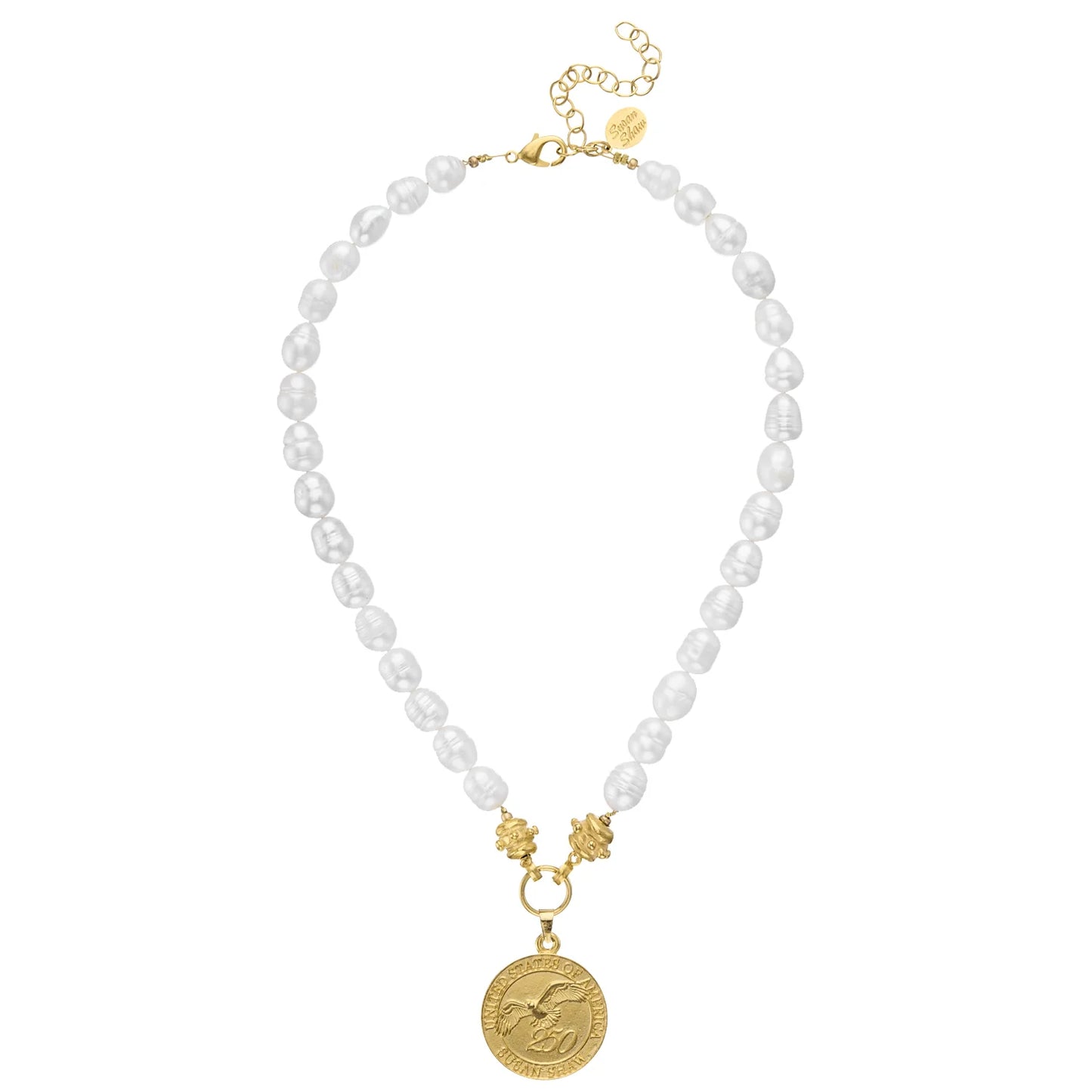 GOLD USA 250 Coin on Fresh Water Pearl Necklace 3943W