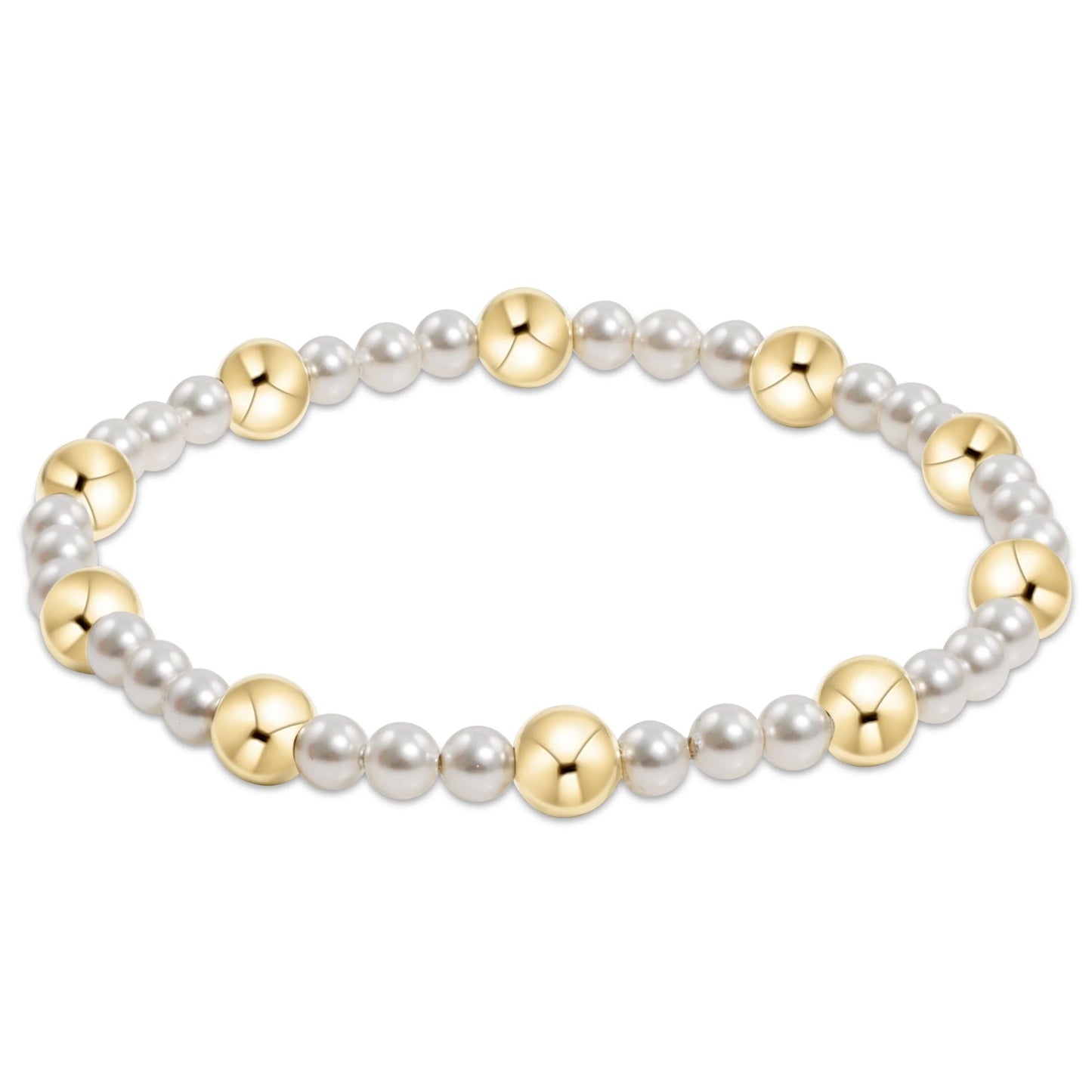 pearl sincerity pattern 4mm bead bracelet - 6mm gold