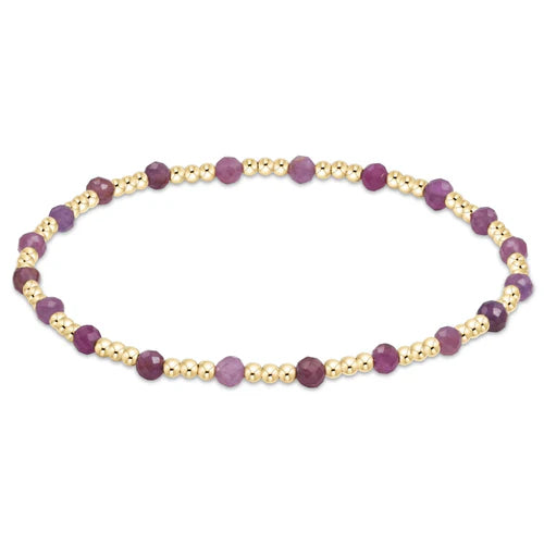 gemstone gold sincerity pattern 3mm bead bracelet - ruby