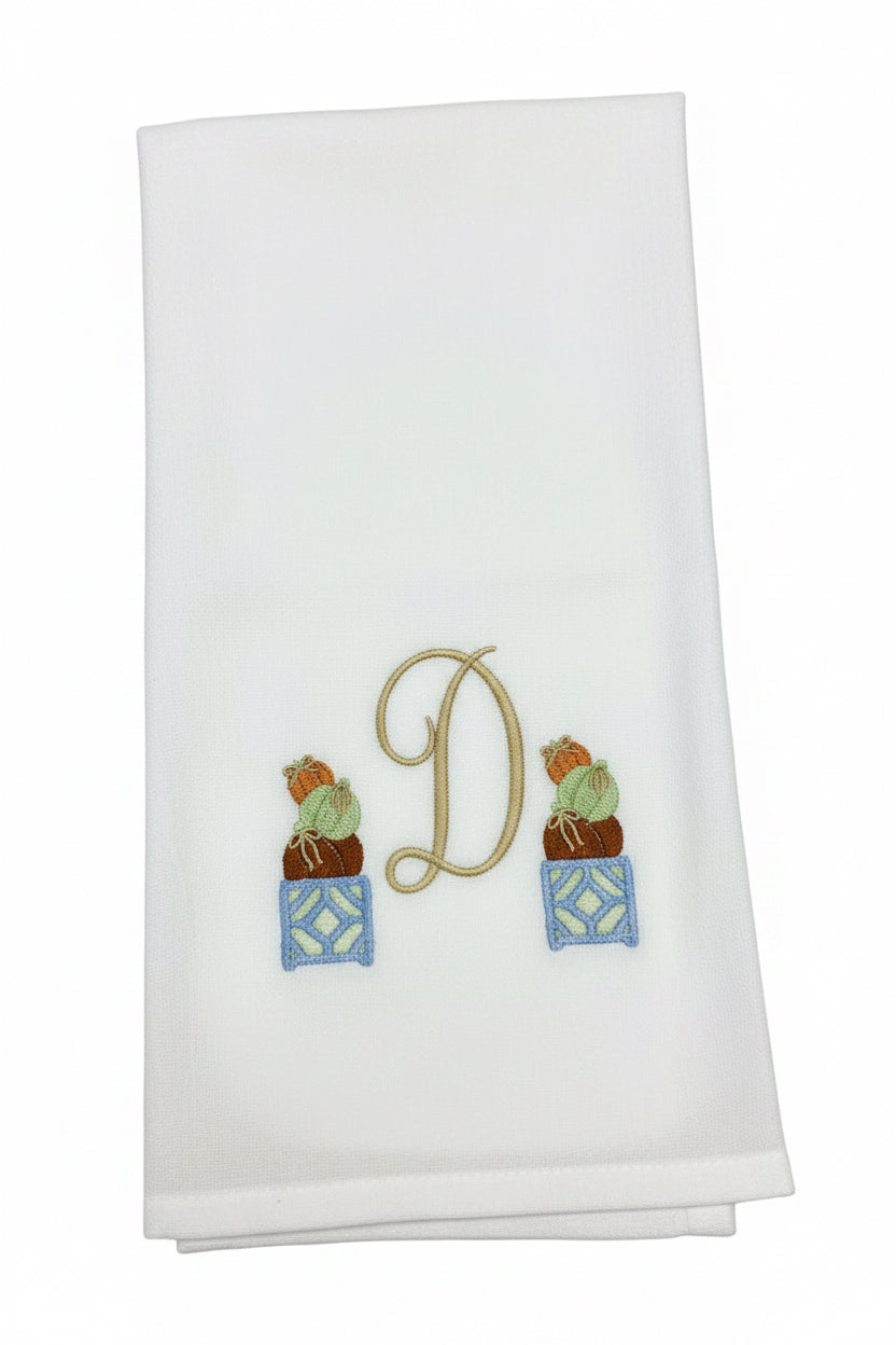 Pumpkin Topiary Initial Towel