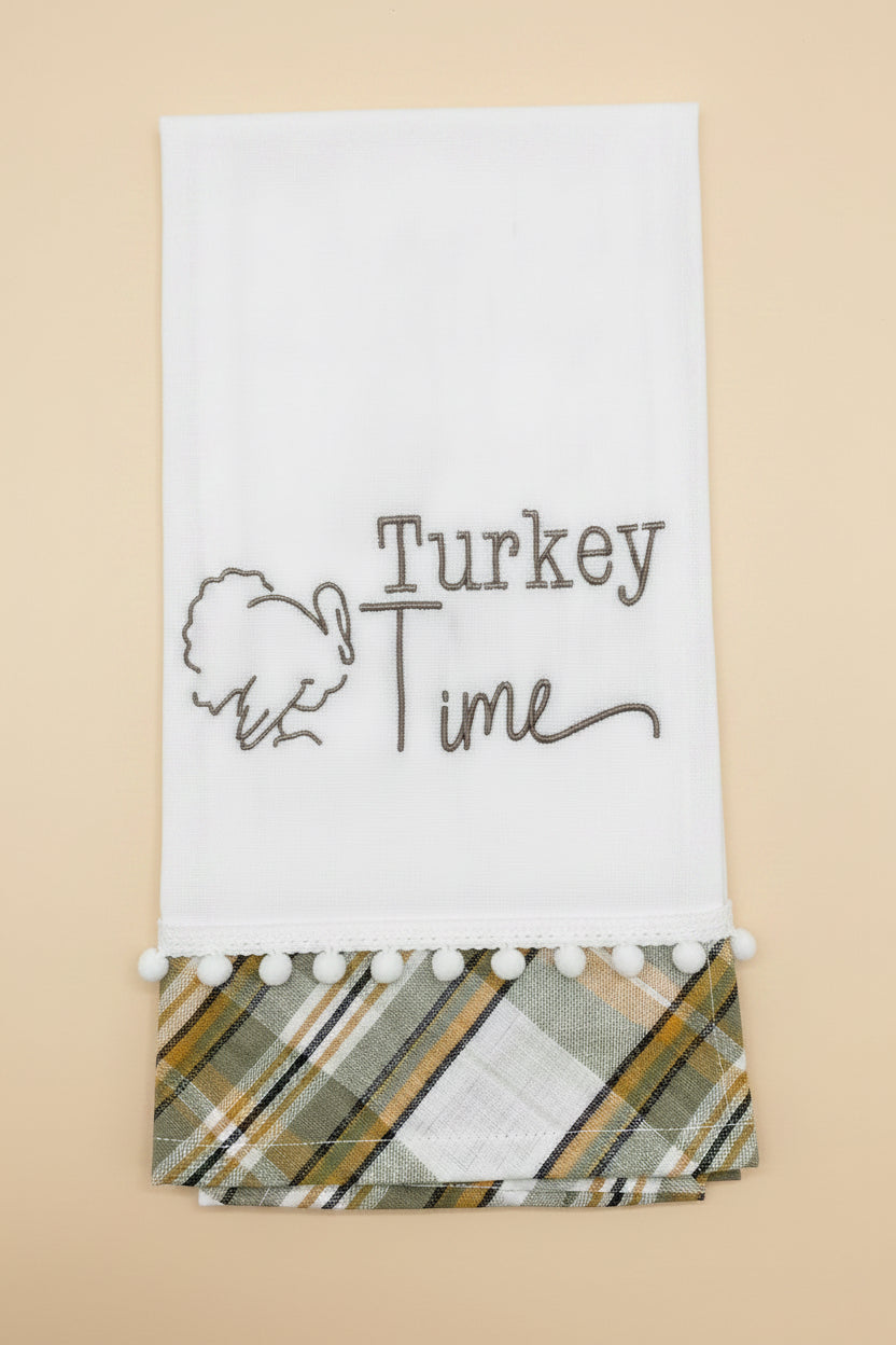 Fall Pom Pom Turkey Time Towel