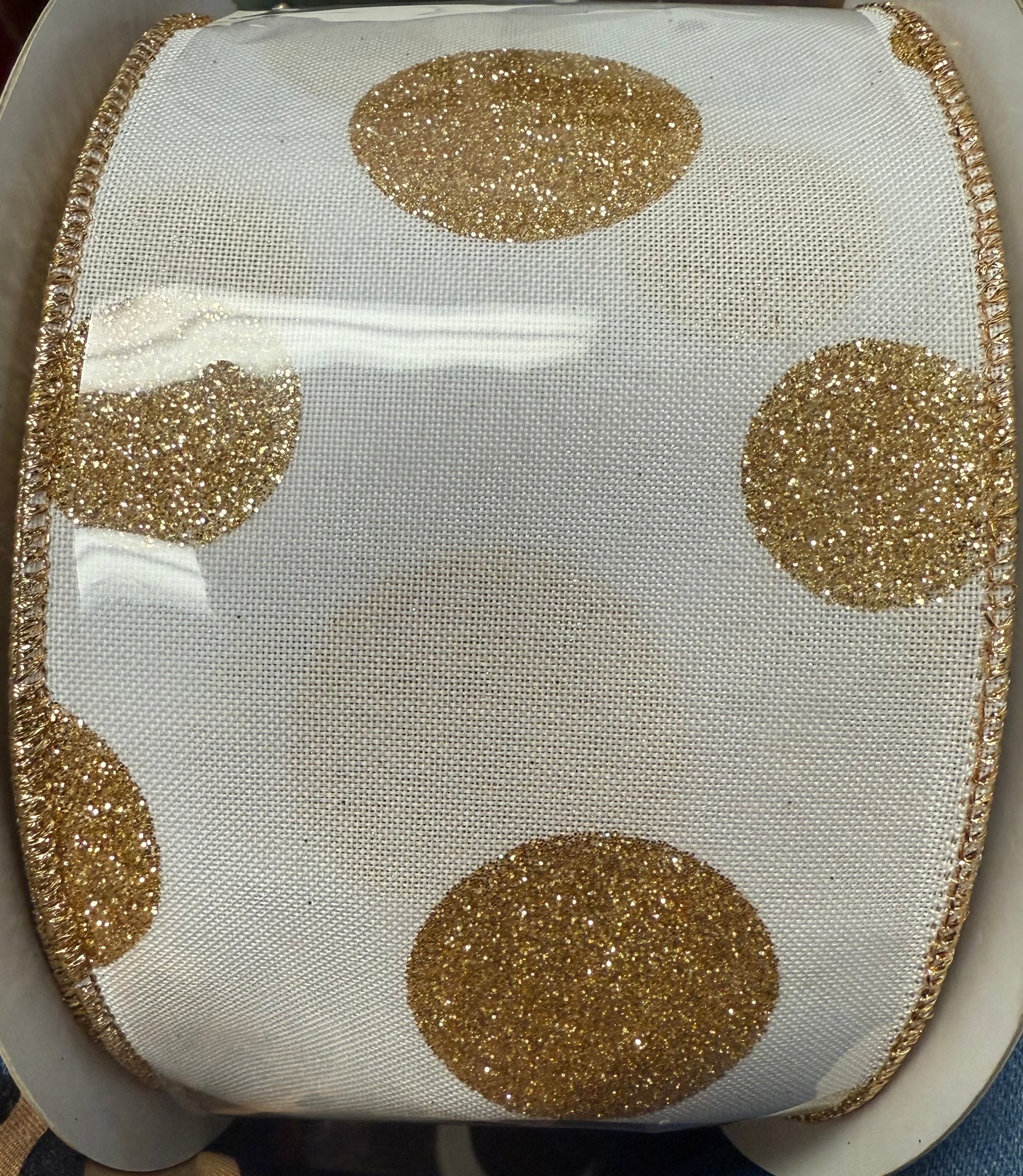 4" Gold Glitter Dot Ribbon