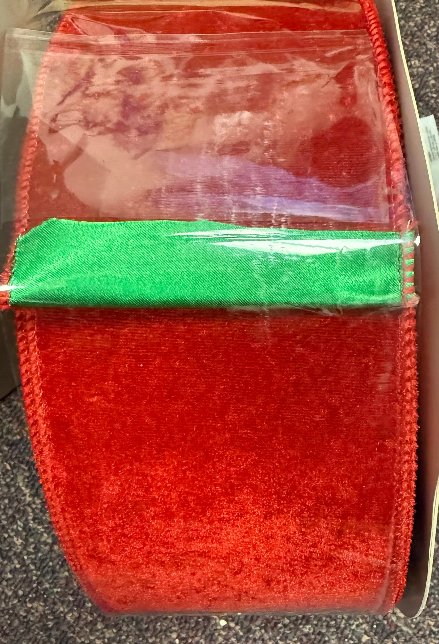4" Red Velvet/Emerald Green Satin Ribbon - 33 1/3 Yards (Copy)
