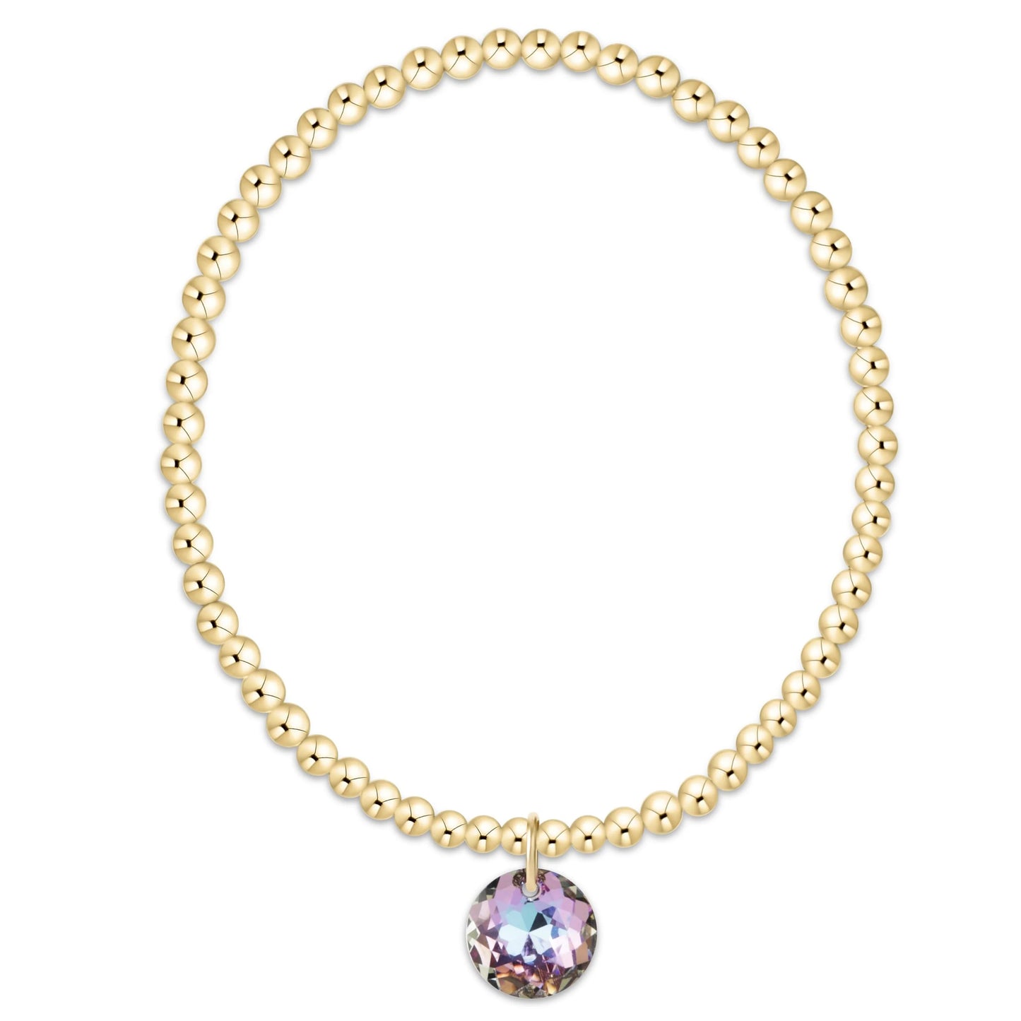 Classic Gold 3mm Extends Bracelet - reflection charm - 06