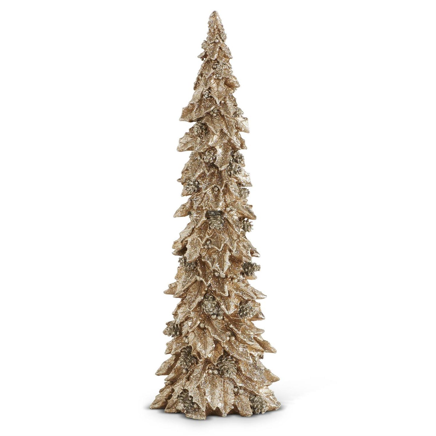 Glittered Gold Resin Holly Leaf Christmas Tree-Large