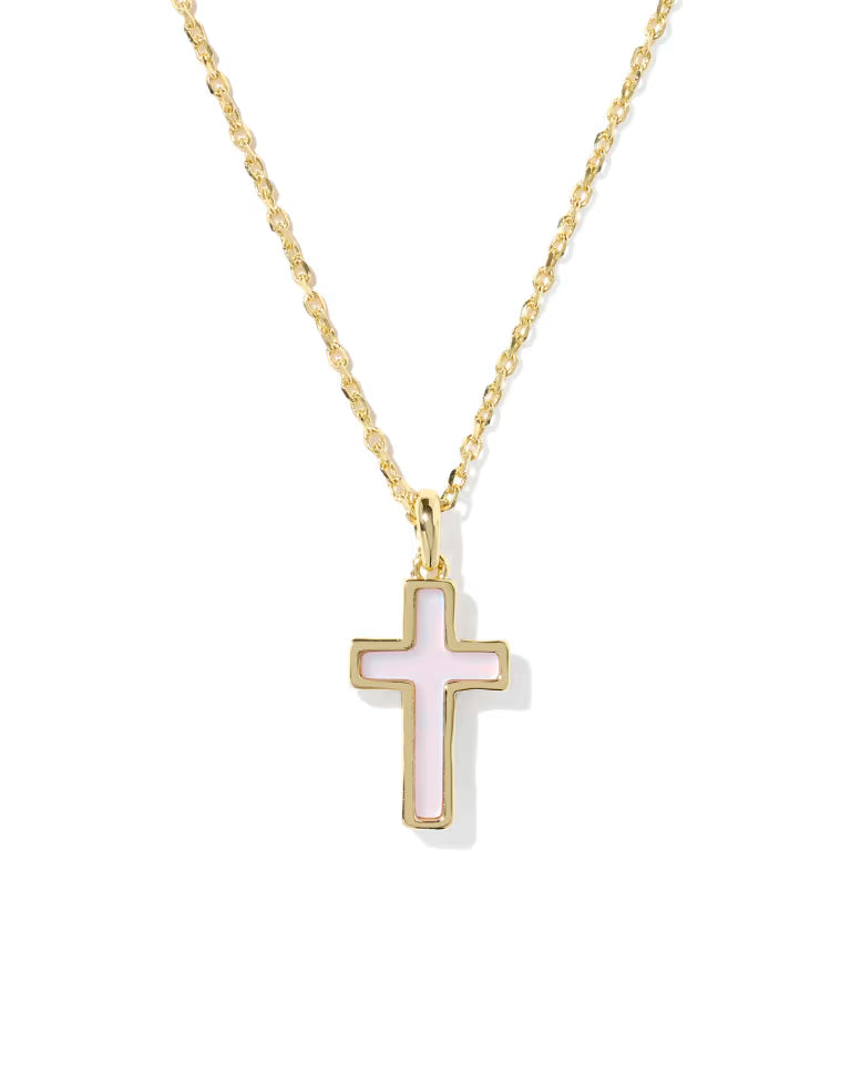 Cross pendant - blush pink