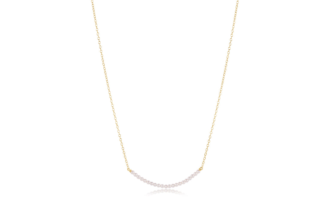 16" Necklace Gold - Beaded Bliss Small Pearl