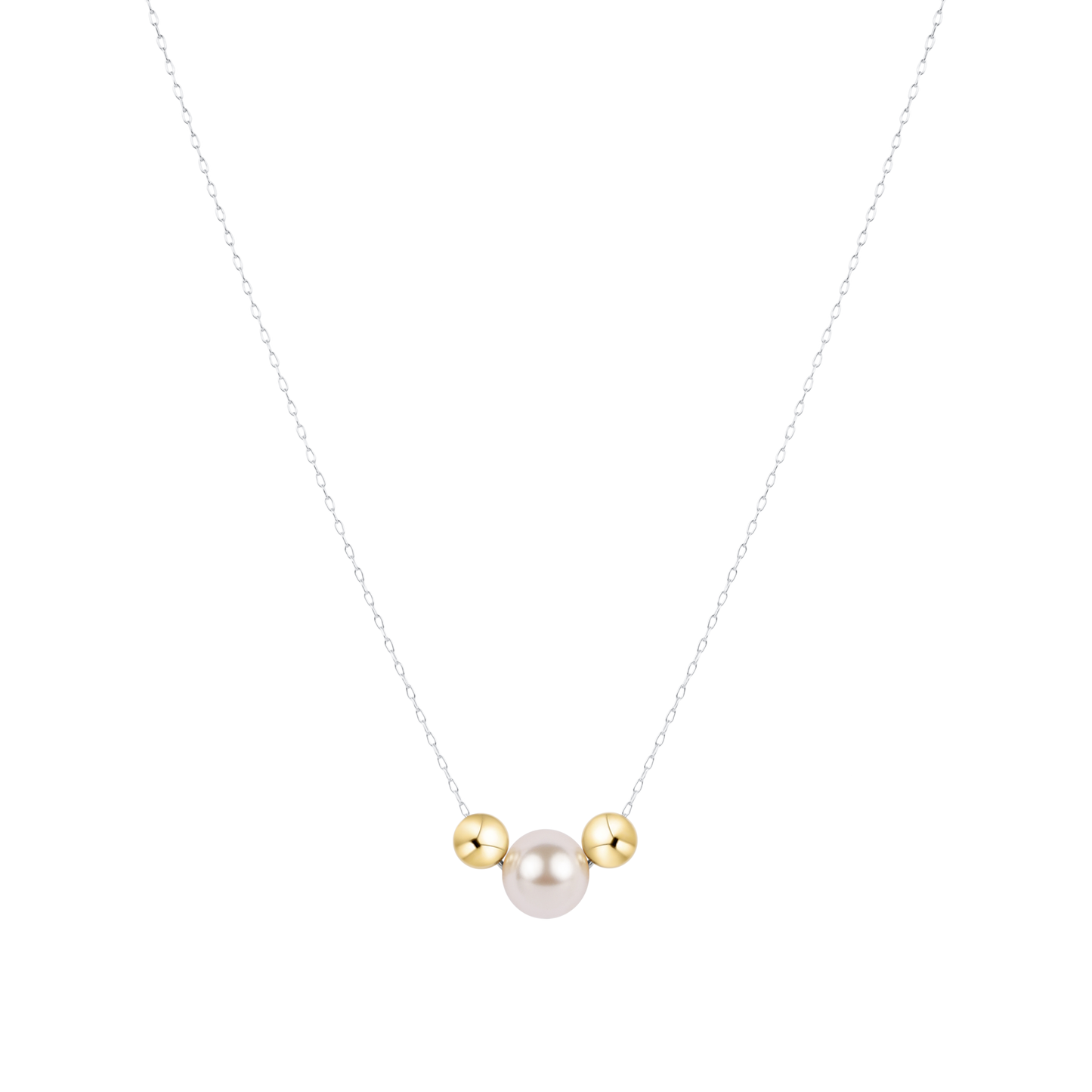 16" Necklace Mixed Metal - Purpose Gold Pearl