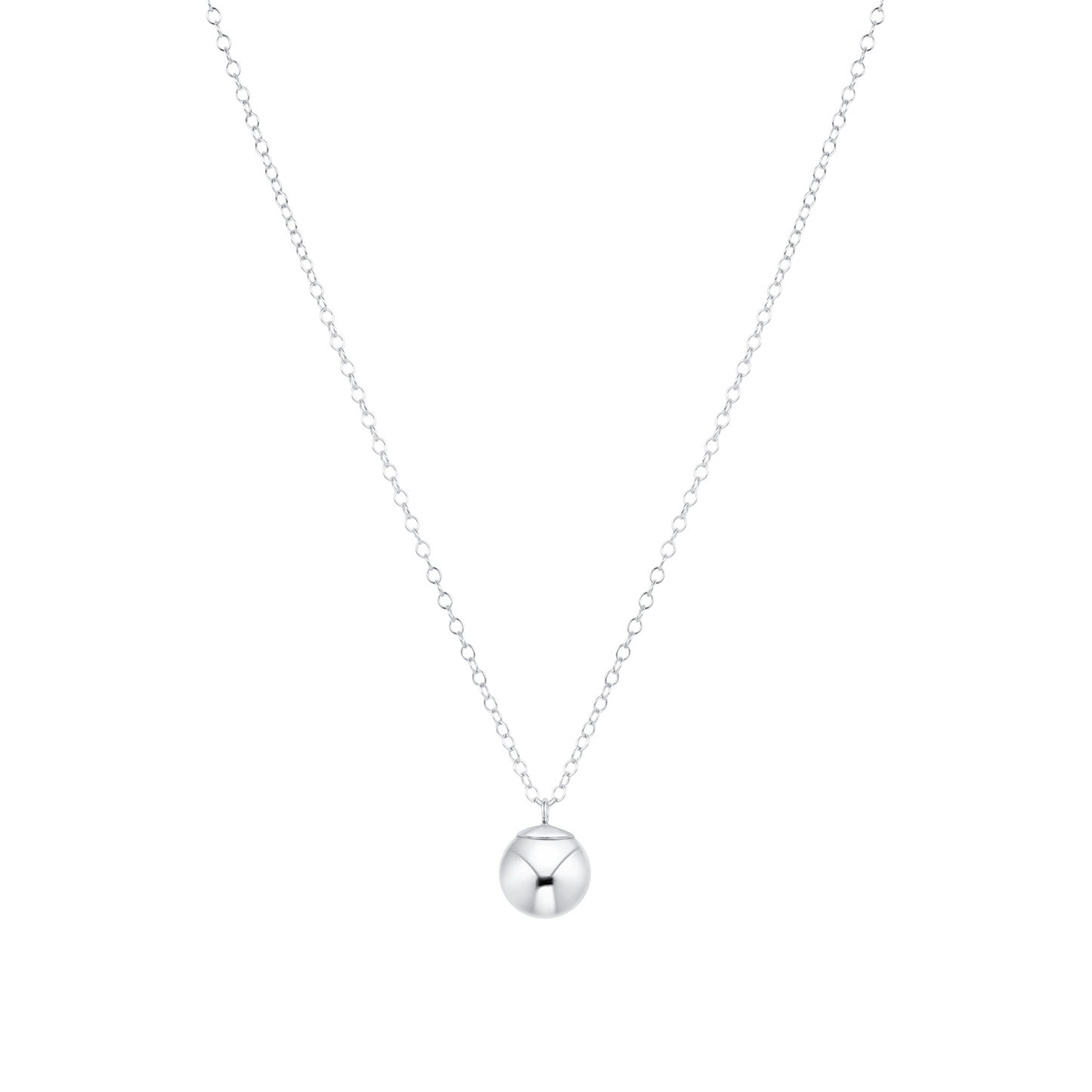 16" Necklace Sterling - Classic Sterling 8mm Charm